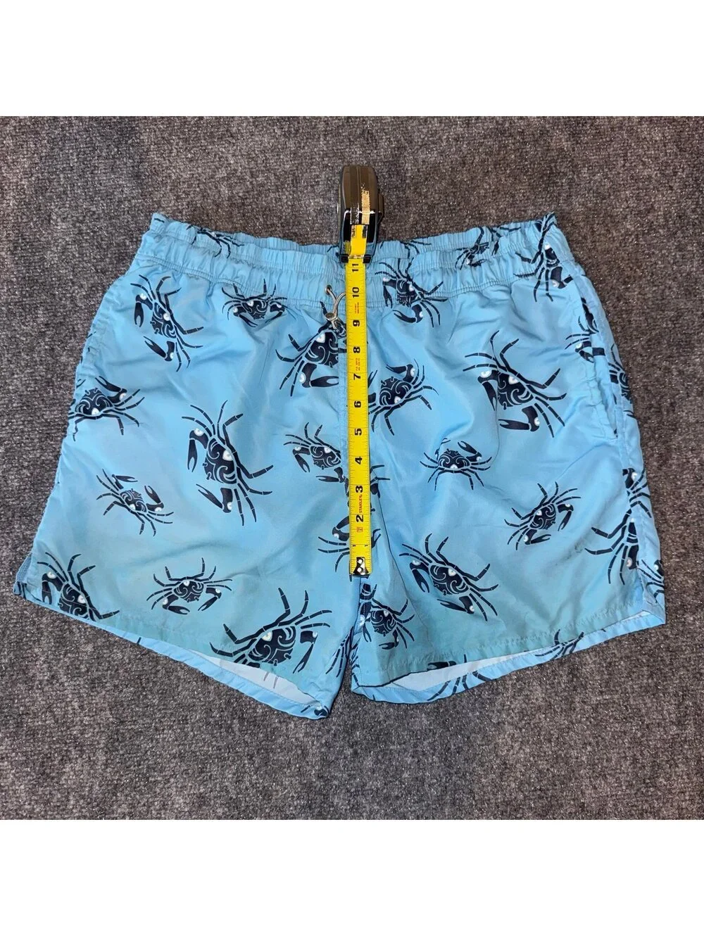 Zegna Sport Lined Blue Crab Print Swim Trunks Mens MD Vtg y2k 90s Rare